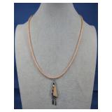 Sterling Silver Pink Coral Pendant Necklace