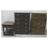 Two Dressers & Bedside Table See Info