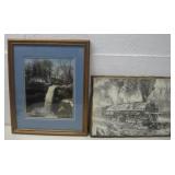 Framed Locomotive Wall Art & Waterfall Photo See
