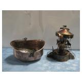 Copper Pot W/Wind Up Metal Musical Carousel Works