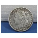 Silver 1891 Morgan Dollar