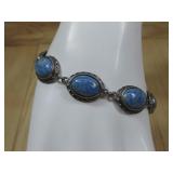 Sterling Silver & Denim Lapis Bracelet Hallmarked