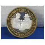 Silver Club $10 Gaming Token W/ .999 Fine Silver