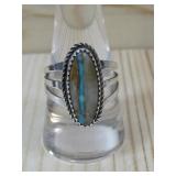 S.S Royston Turq. Ribbon Spilt Shank Ring Hallmark