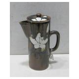 Vtg Fire Glazed Pottery Pitcher/Pot W/Lid 9'