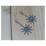 Signed Zuni S.S Needlepoint Starburst Earrings