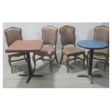 4 Vtg Dinning Chairs & Two Restaurant Style Tables