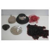 Five Vtg Hats, Pill Box Style, Embellished & More