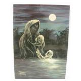 13.5" x 19" Original La Llorona Painting - Signed