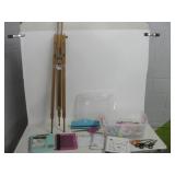 Wood MaBee Art Easel & Tub Of Craft Items