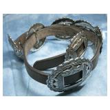 7 Nickel Silver Concho Leather Belt