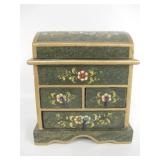 Peru Made 3-Drawer Wood Jewelry Box - 6.5" Tall