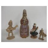 4 Peruvian Pottery Figures - 12" Tallest