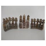 3 Groups Of Peruvian Pottery Figurines 6" Tallest