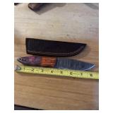 8' DAMASCUS STEEL KNIFE WITH LEATHER SHEATH