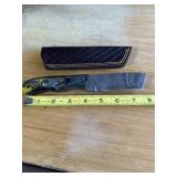 8' DAMASCUS STEEL KNIFE WITH LEATHER SHEATH