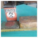 HIAWATHA, LUCKY STRIKE & RALEIGH TOBACCO TINS