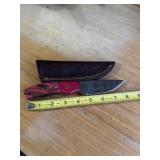 8' DAMASCUS STEEL KNIFE WITH LEATHER SHEATH