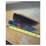 8' DAMASCUS STEEL KNIFE WITH LEATHER SHEATH