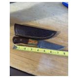 8' DAMASCUS STEEL KNIFE WITH LEATHER SHEATH