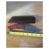 8' DAMASCUS STEEL KNIFE WITH LEATHER SHEATH