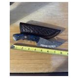 8' DAMASCUS STEEL KNIFE WITH LEATHER SHEATH