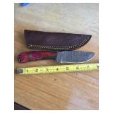 8' DAMASCUS STEEL KNIFE WITH LEATHER SHEATH