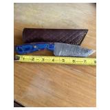 8' DAMASCUS STEEL KNIFE WITH LEATHER SHEATH