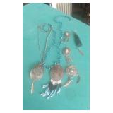 TWO CONCHO NECKLACES & MISC EARRINGS