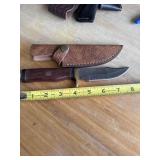 8' DAMASCUS STEEL KNIFE WITH LEATHER SHEATH