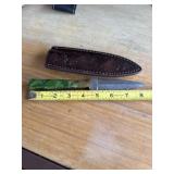 8' DAMASCUS STEEL KNIFE WITH LEATHER SHEATH