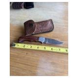 8' DAMASCUS STEEL FOLDING KNIFE WITH LEATHER