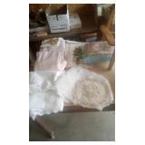 2 PAIR OF CURTAINS, DOILEYS, AND MORE
