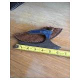 7' DAMASCUS STEEL SKINNING KNIFE WITH LEATHER