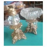 CRYSTAL ASHTRAY AND CIGARETTE LIGHTER