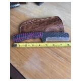 8' CARBON STEEL KNIFE WITH LEATHER SHEATH