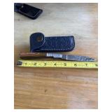 8' DAMASCUS STEEL FOLDING KNIFE WITH LEATHER