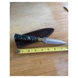 8' DAMASCUS STEEL KNIFE WITH LEATHER SHEATH