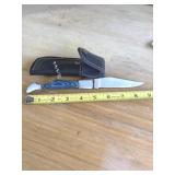 9' STEEL FOLDING KNIFE WITH LEATHER SHEATH