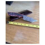 8' DAMASCUS STEEL KNIFE WITH LEATHER SHEATH