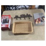 CAST IRON COAT HOOKS WIKER BASKET READY LIFT