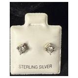 DIAMOND AND SILVER EARRINGS, SMALL