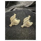 VINTAGE SADDLE EARRINGS, APPEAR TO BE SILVER AND