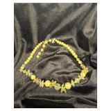 VINTAGE YELLOW GLASS, PEARL AND AURORA BOREALIS