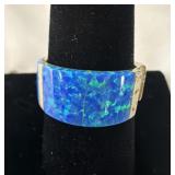 STERLING 925 RING WITH INLAID OPALS. ONE OPAL