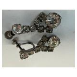 VINTAGE RHINESTONE SCREW-BACK DANGLE EARRINGS