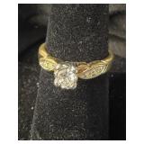 18 KG STAMPED RING, FAUX DIAMONDS, SZ 7