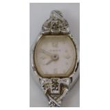 VTG TIMEX 2 DIAMONDS SILVER-TONE WIND-UP WATCH