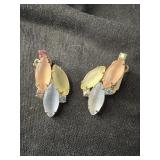 VTG PASTEL SATIN FROSTED GLASS EARRINGS, PARTY