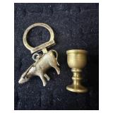 VINTAGE ZODIAC OX KEYCHAIN AND BRASS CHALIS